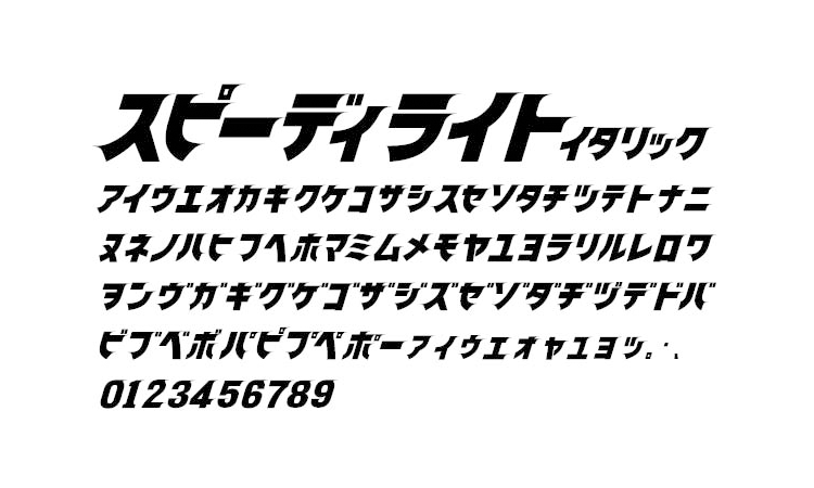 Speedy Right Italic（スピーディ ライト イタリック）のサンプル