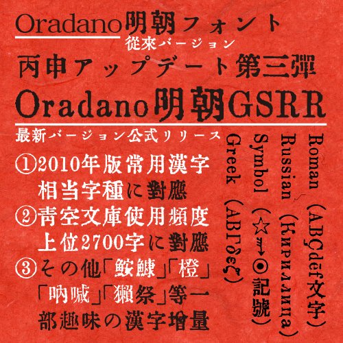 Oradano明朝フォント